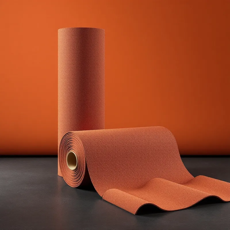 Illustration of a roll of red mineral surface roll roofing