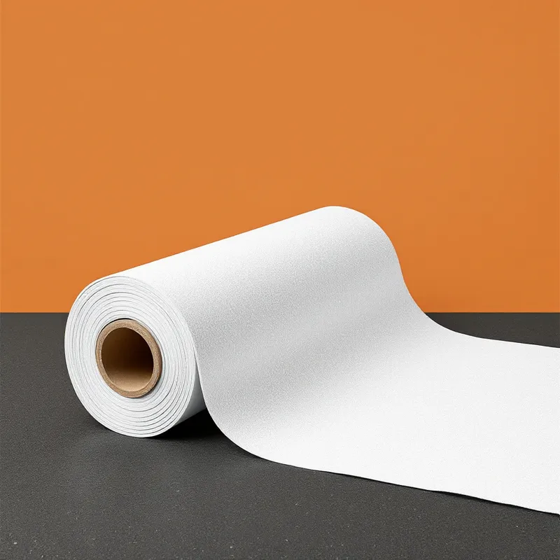 Illustration of a roll of white mineral surface roll roofing