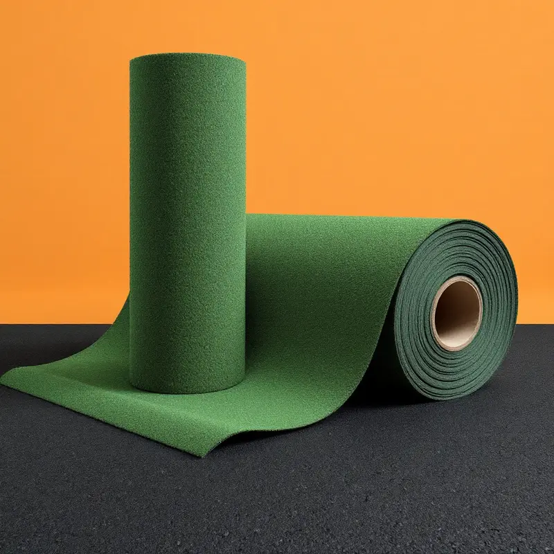 Illustration of a roll of green mineral surface roll roofing