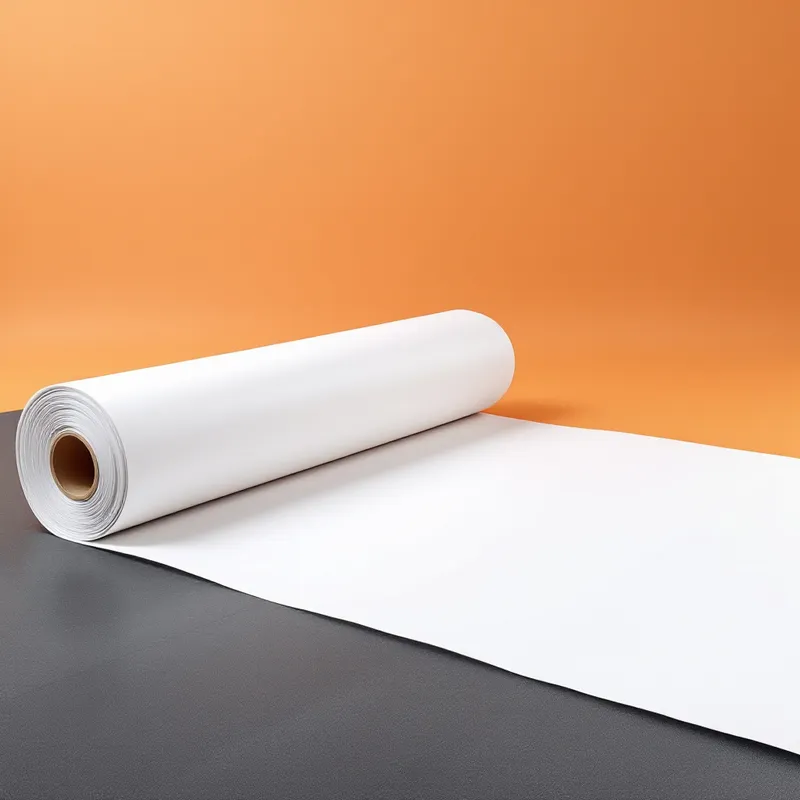 Illustration of a roll of white synthetic roofing underlayment