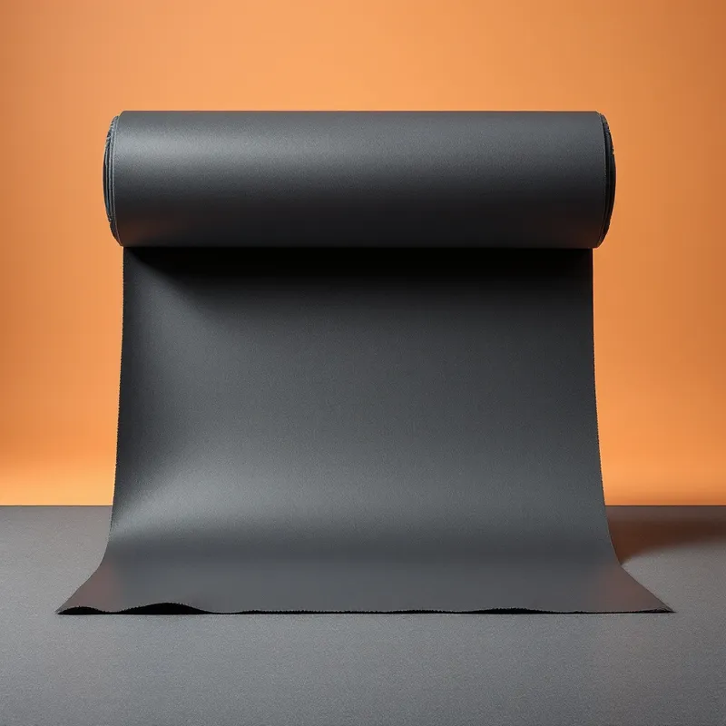 Illustration of a roll of gray synthetic roofing underlayment