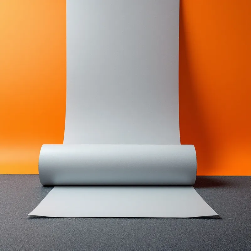 Illustration of a roll of silver synthetic roofing underlayment